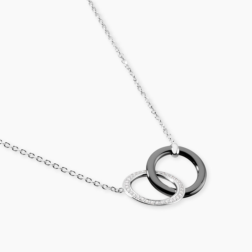 Collier You&me Argent Blanc C&eacute;ramique Et Oxyde De Zirconium - Colliers avec pierres Femme | Marc Orian