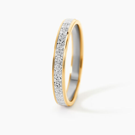 Alliance Grain De Folie Diamantee Ruban Plat Or Bicolore - Alliances duo Unisex | Marc Orian