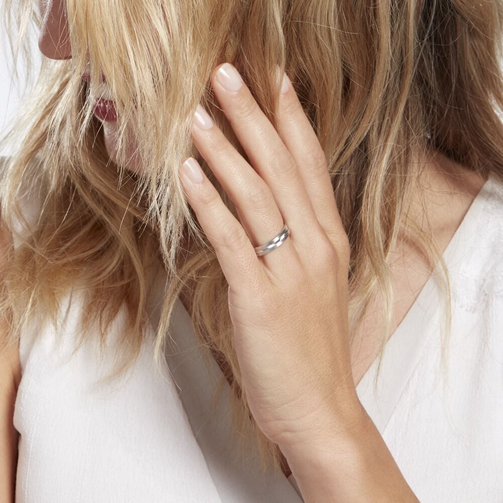 Alliance Nelcie Ruban Plat Argent Blanc - Alliances duo Famille | Marc Orian