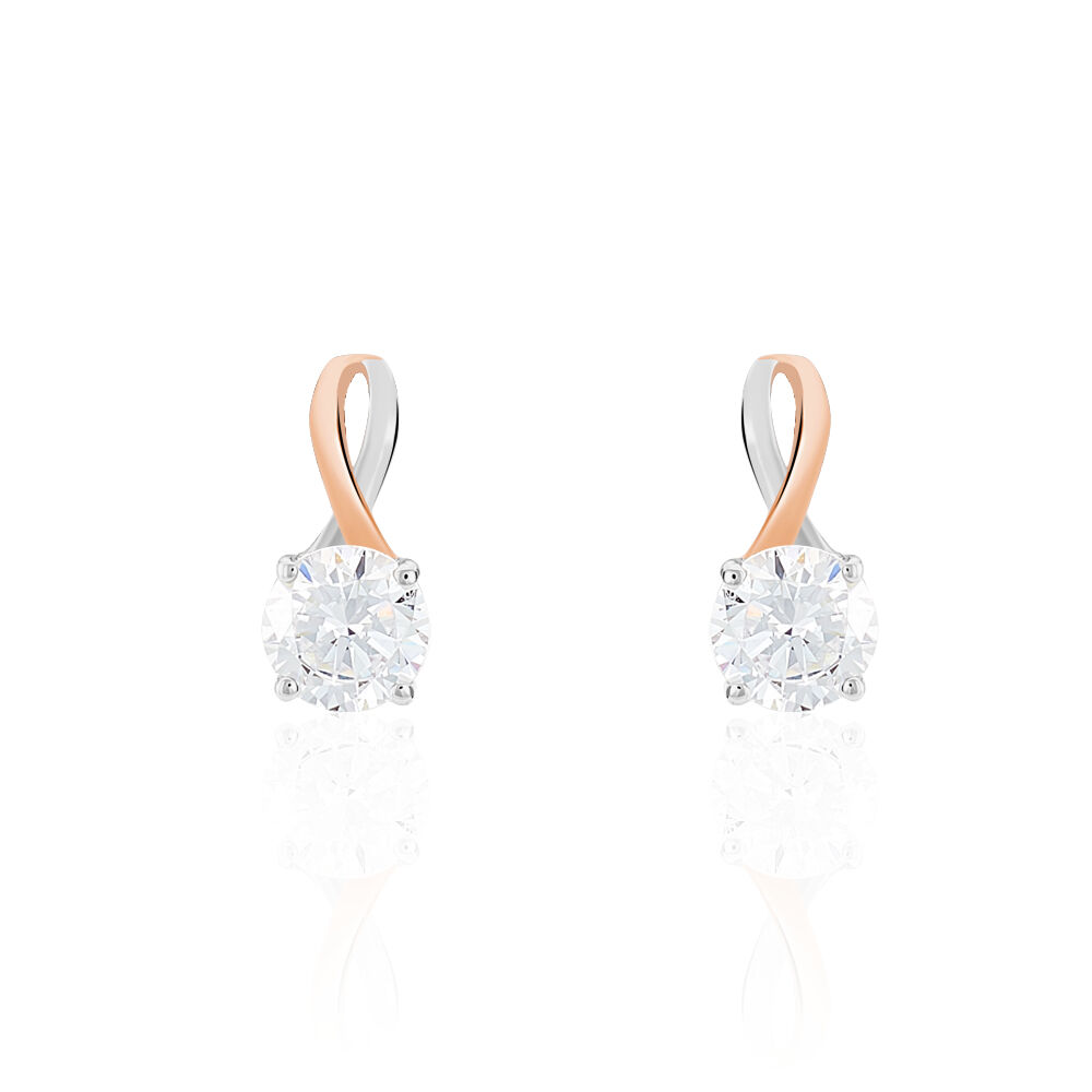 Boucles D'oreilles Pendantes Micheline Or Bicolore Oxyde De Zirconium - Pendantes Femme | Marc Orian