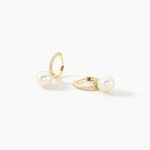 Cr&eacute;oles Anes Poire Or Jaune Perle De Culture Et Oxyde De Zirconium - Boucles d'oreilles mariage Femme | Marc Orian