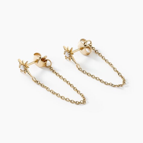 Boucles D'oreilles Pendantes Acier Doré Oxyde De Zirconium - Pendantes Femme | Marc Orian