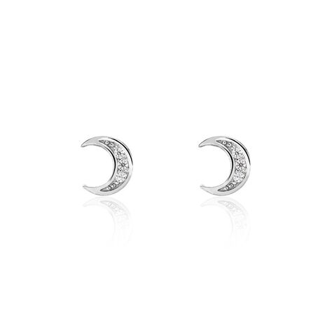 Boucles D'oreilles Puces Argent Blanc Lehrd Oxydes De Zirconium - Clous d'oreilles Femme | Marc Orian