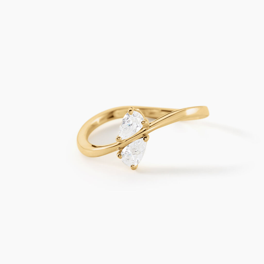 Bague Meyrem Argent Dor&eacute; A L'Or 750/1000 Oxyde De Zirconium - Bagues avec pierre Femme | Marc Orian