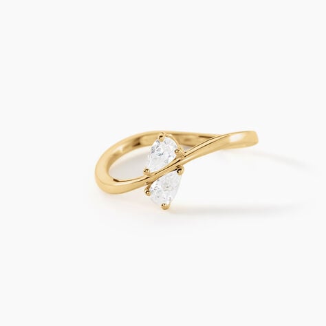 Bague Meyrem Argent Dor&eacute; A L'Or 750/1000 Oxyde De Zirconium - Bagues avec pierre Femme | Marc Orian