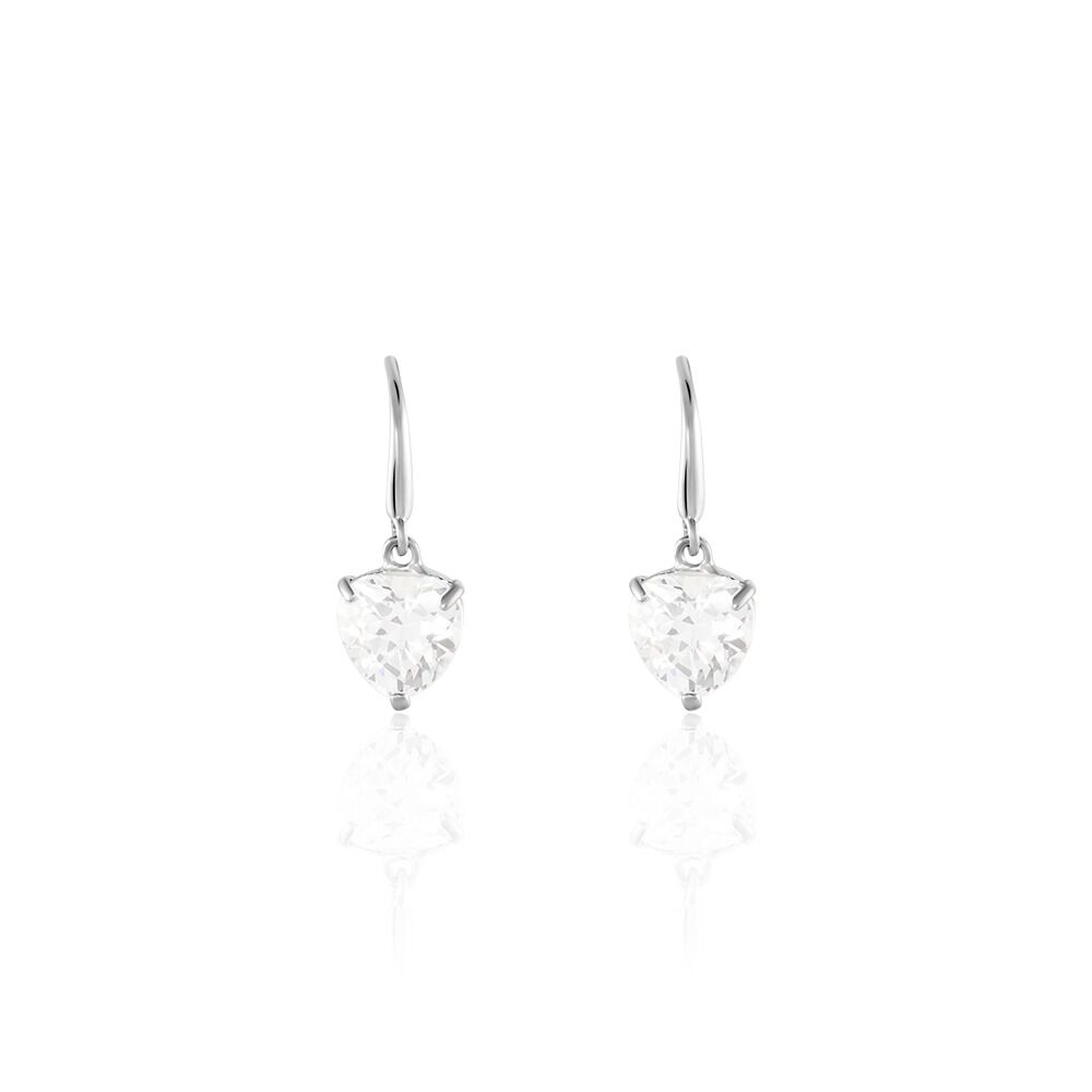 Boucles D'oreilles Pendantes Bo Coeur Pm Or Blanc Oxyde De Zirconium - Pendantes Femme | Marc Orian
