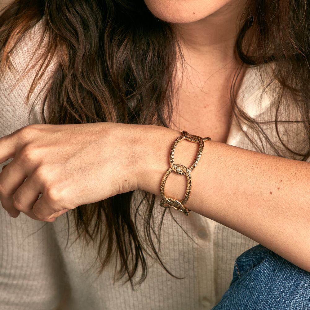 Bracelet Manchette Lorri Acier Doré - Bracelets Anneaux Entrelaces Femme | Marc Orian