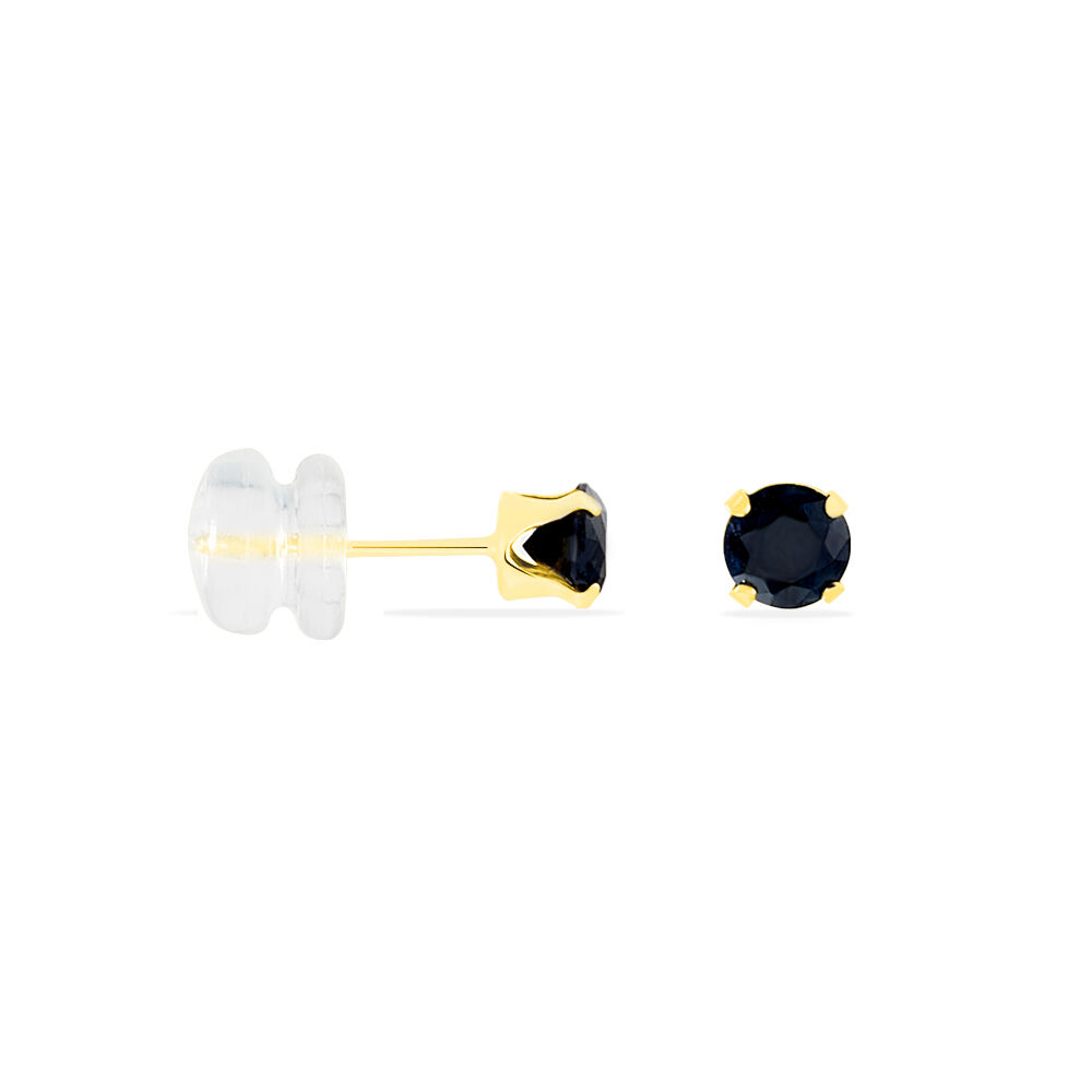 Boucles D'oreilles Puces Elea Serti Griffe Or Jaune Saphir - Puces Femme | Marc Orian