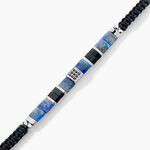Bracelet Jourdan Jahan Acier Argent&eacute; Lapis Lazuli Agate - Bracelets cordons Homme | Marc Orian