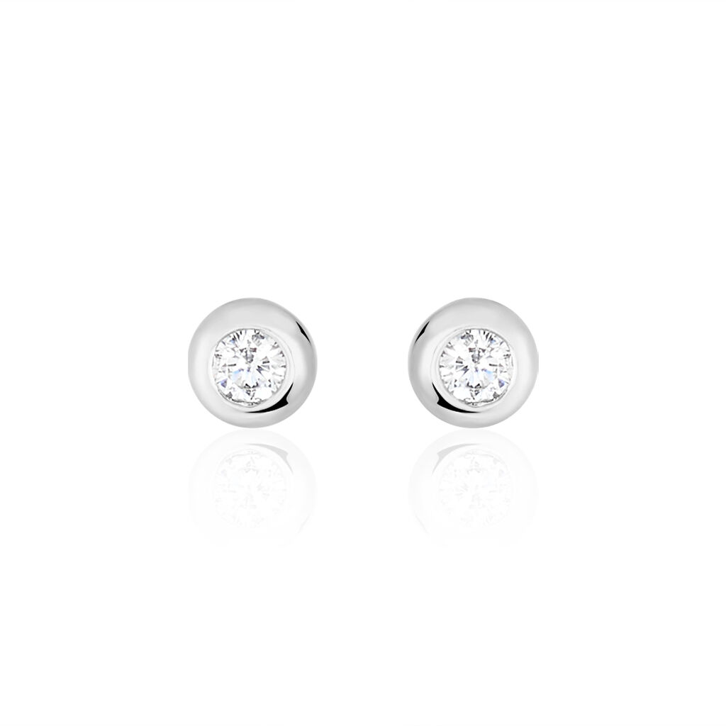 Boucles D'oreilles Puces Argent Blanc Laureano Oxyde De Zirconium - Puces Femme | Marc Orian