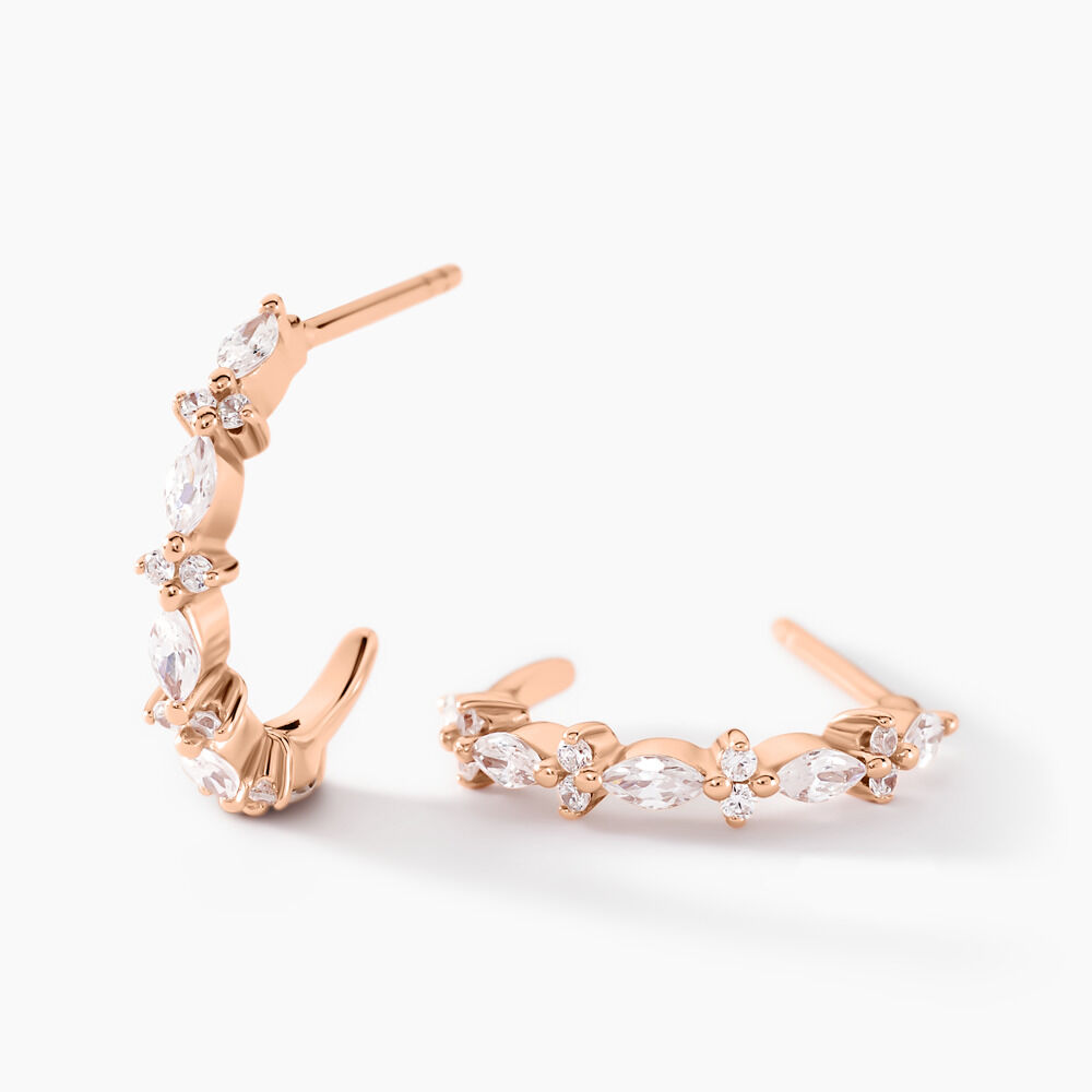 Créoles Naura Argent Rose Oxyde De Zirconium - Créoles Femme | Marc Orian