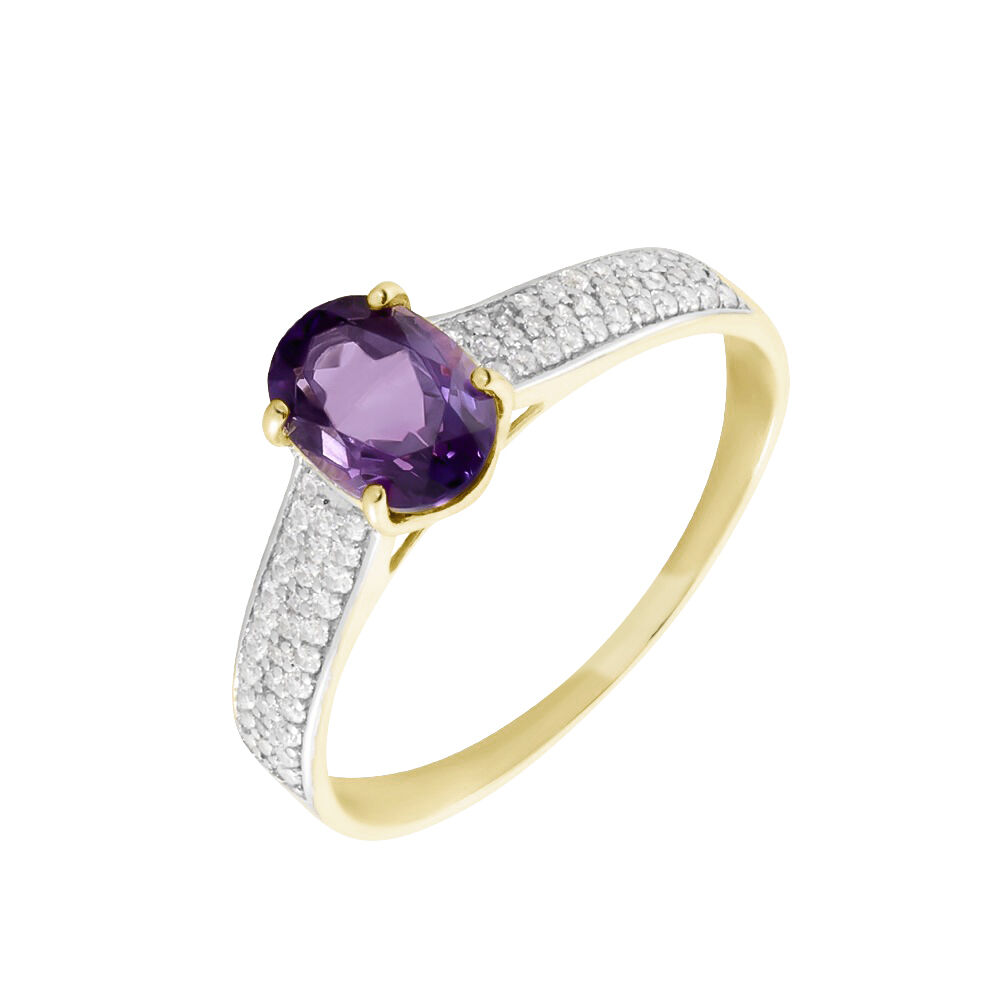 Bague Solitaire Crista Or Jauneamethyste Et Oxyde -  Femme | Marc Orian