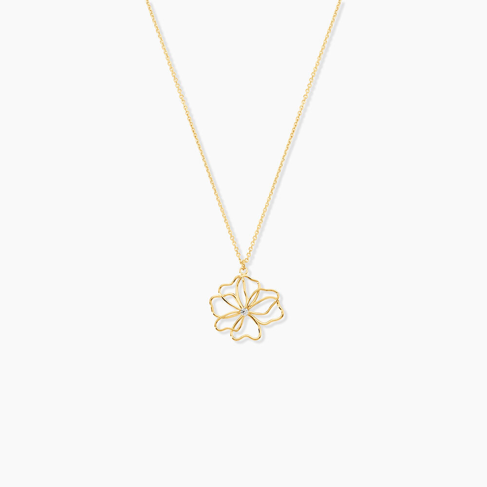 Collier Floraison Dor&eacute;e Or Jaune Oxyde De Zirconium - Colliers avec pierres Femme | Marc Orian
