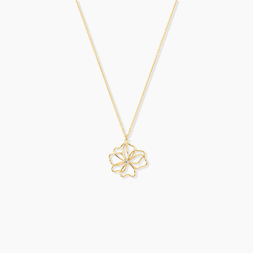 Collier Floraison Dor&eacute;e Or Jaune Oxyde De Zirconium - Colliers avec pierres Femme | Marc Orian
