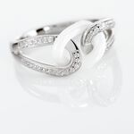 Bague Link Argent Blanc C&eacute;ramique Et Oxyde De Zirconium - Bagues avec pierre Femme | Marc Orian