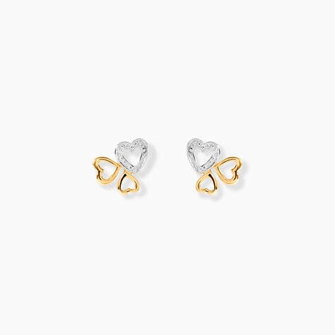 Boucles D'oreilles Puces Anne-maudae Triple Coeurs Or Bicolore - Puces Femme | Marc Orian