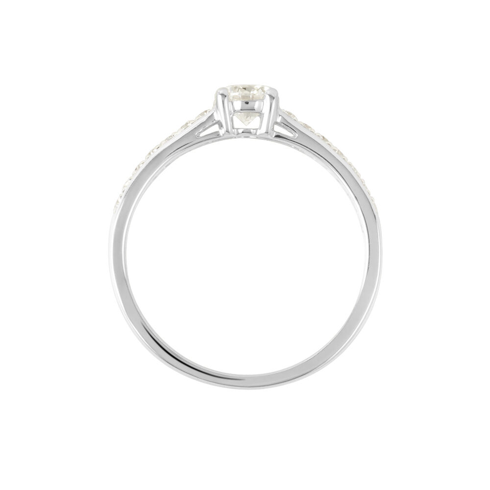 Bague Solitaire Accompagn&eacute; Aramis Or Blanc Diamant Synth&eacute;tique - Parures de mariage Femme | Marc Orian