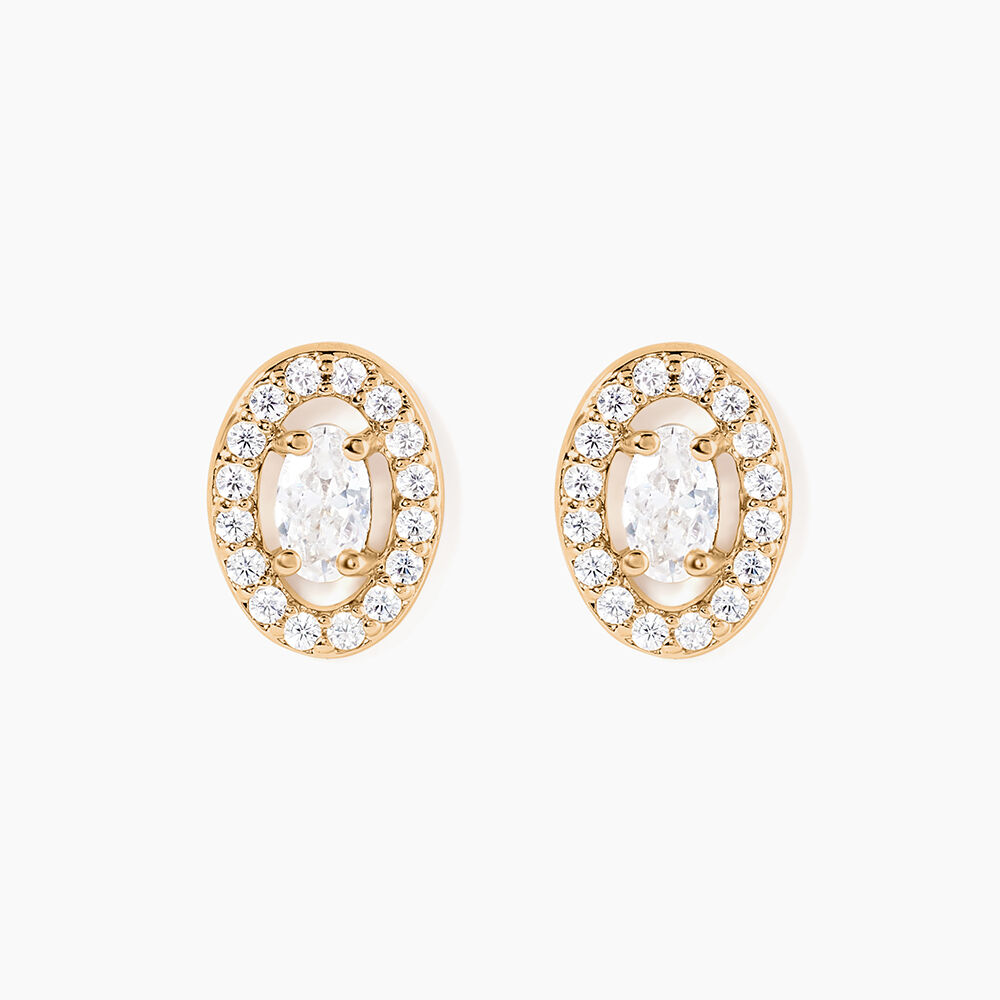 Boucles D'oreilles Puces Classical Plaqué Or Jaune Oxyde De Zirconium - Puces Femme | Marc Orian
