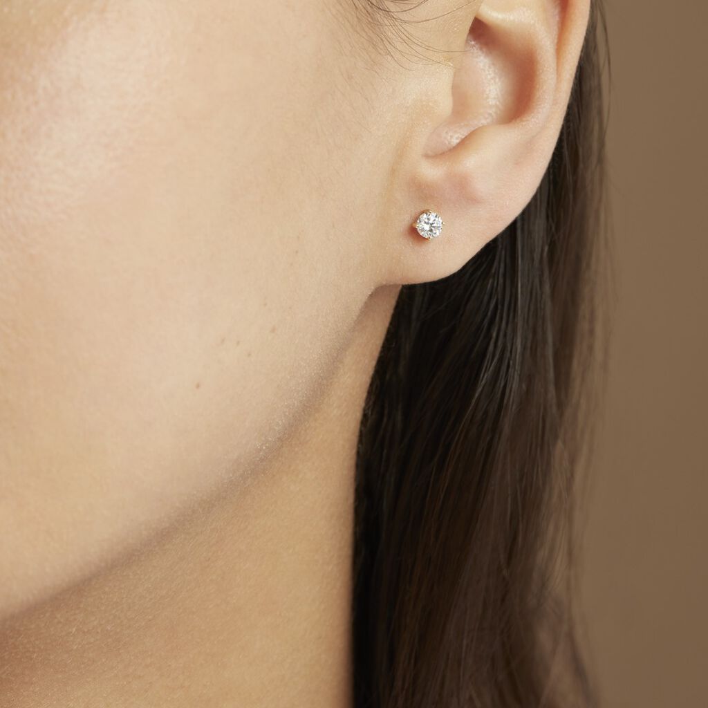 Boucles D'oreilles Puces 4 Griffes Or Jaune Diamant Synthetique - Clous d'oreilles Femme | Marc Orian