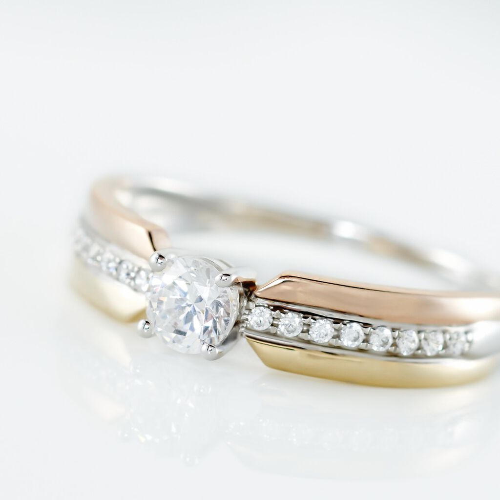 Bague Or Tricolore Perseus Oxyde De Zirconium - Bagues Solitaire Femme | Marc Orian