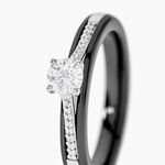 Bague Solitaire Ceramique Argent Blanc C&eacute;ramique Et Oxyde De Zirconium - Bagues de promesse Femme | Marc Orian