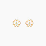 Boucles D'oreilles Puces Philine Fleur Or Jaune Oxyde De Zirconium - Puces Femme | Marc Orian