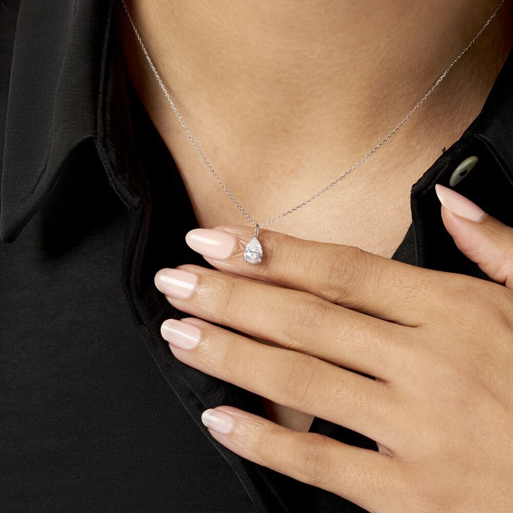 Collier Goutte Or Blanc Oxyde De Zirconium - Colliers avec pierres Femme | Marc Orian