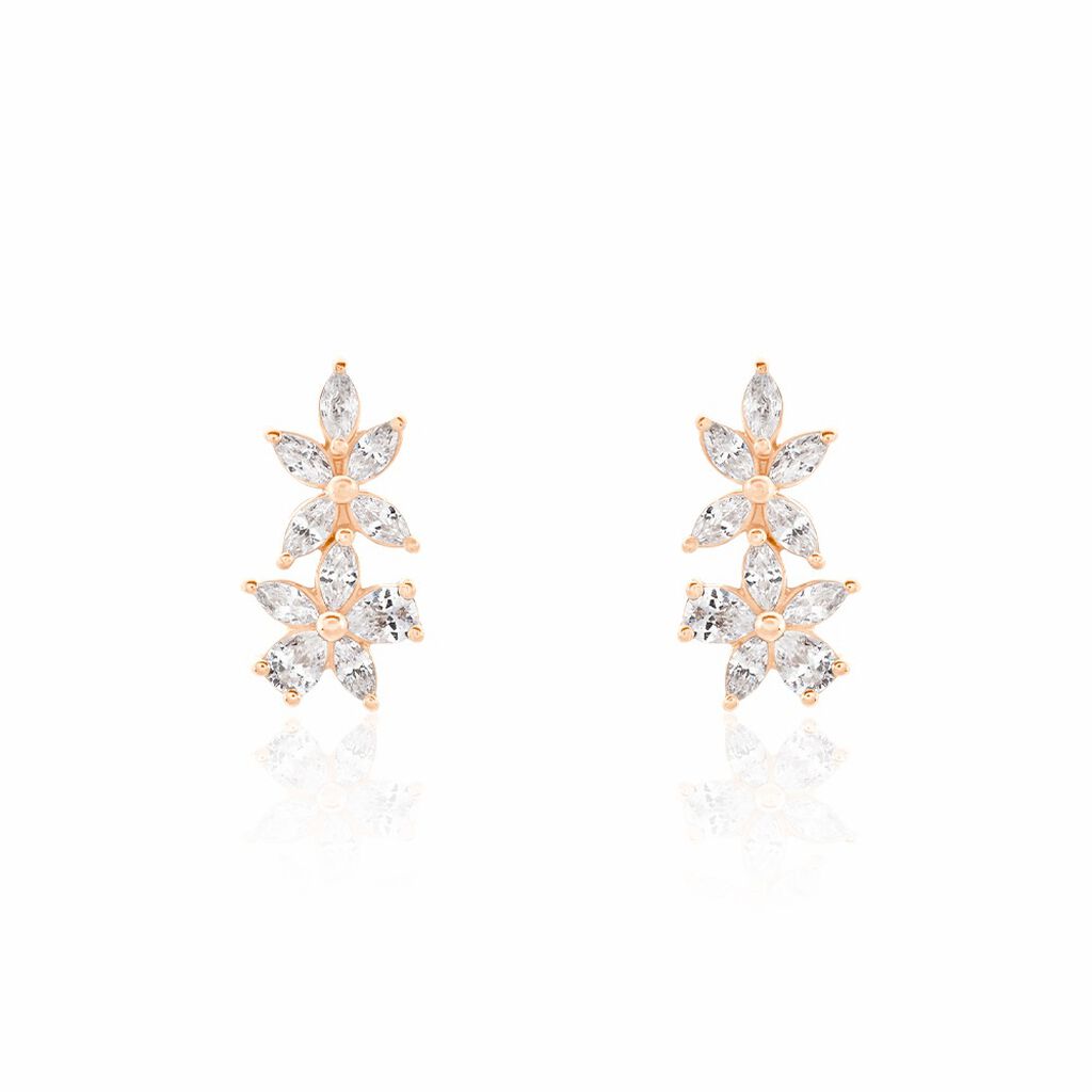 Boucles D'oreilles Puces Oralie Argent Rose Oxyde De Zirconium - Puces Femme | Marc Orian