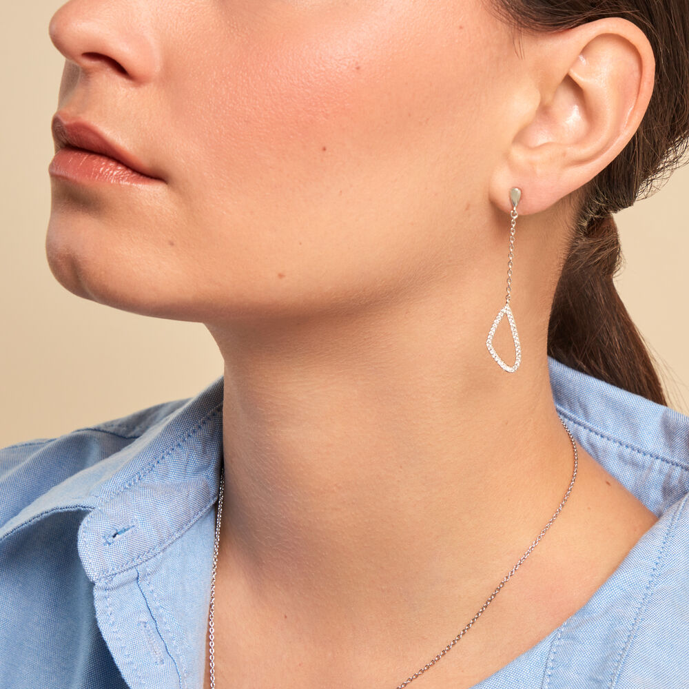 Boucles D'oreilles Pendantes Rosemay Argent Blanc Oxyde De Zirconium - Pendantes Femme | Marc Orian