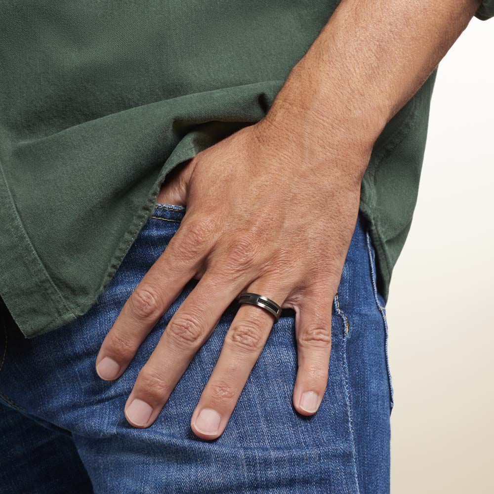 Bague Phebus Him Cosme Acier Noir - Bagues Homme | Marc Orian