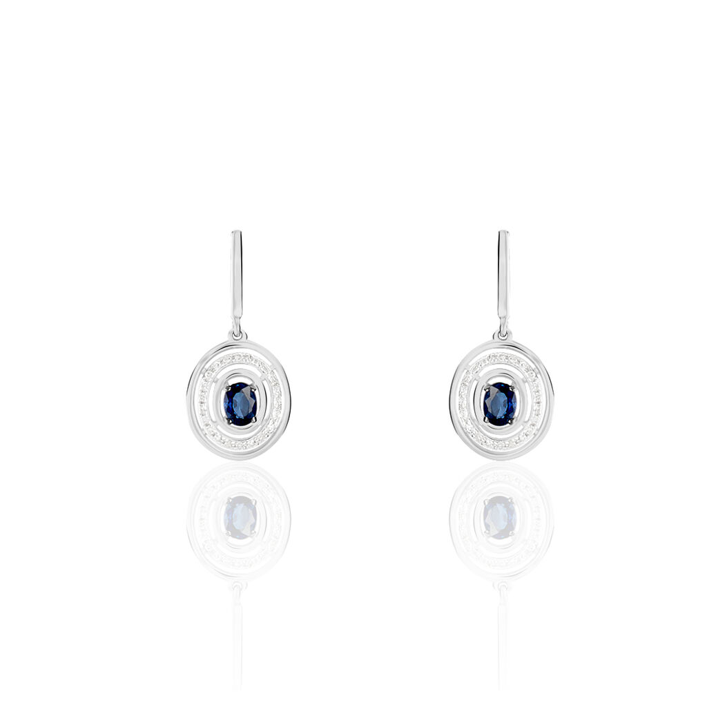 Boucles D'oreilles Pendantes Lina Or Blanc Saphir Et Diamant - Pendantes Femme | Marc Orian