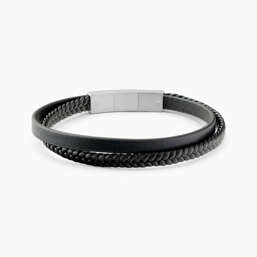 Bracelet Jourdan Cuir De Vache Noir - Bracelets cuir Homme | Marc Orian