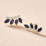 Boucles D'oreilles Puces Navette Or Jaune Saphir Diamant - Boucles d'oreilles mariage Femme | Marc Orian