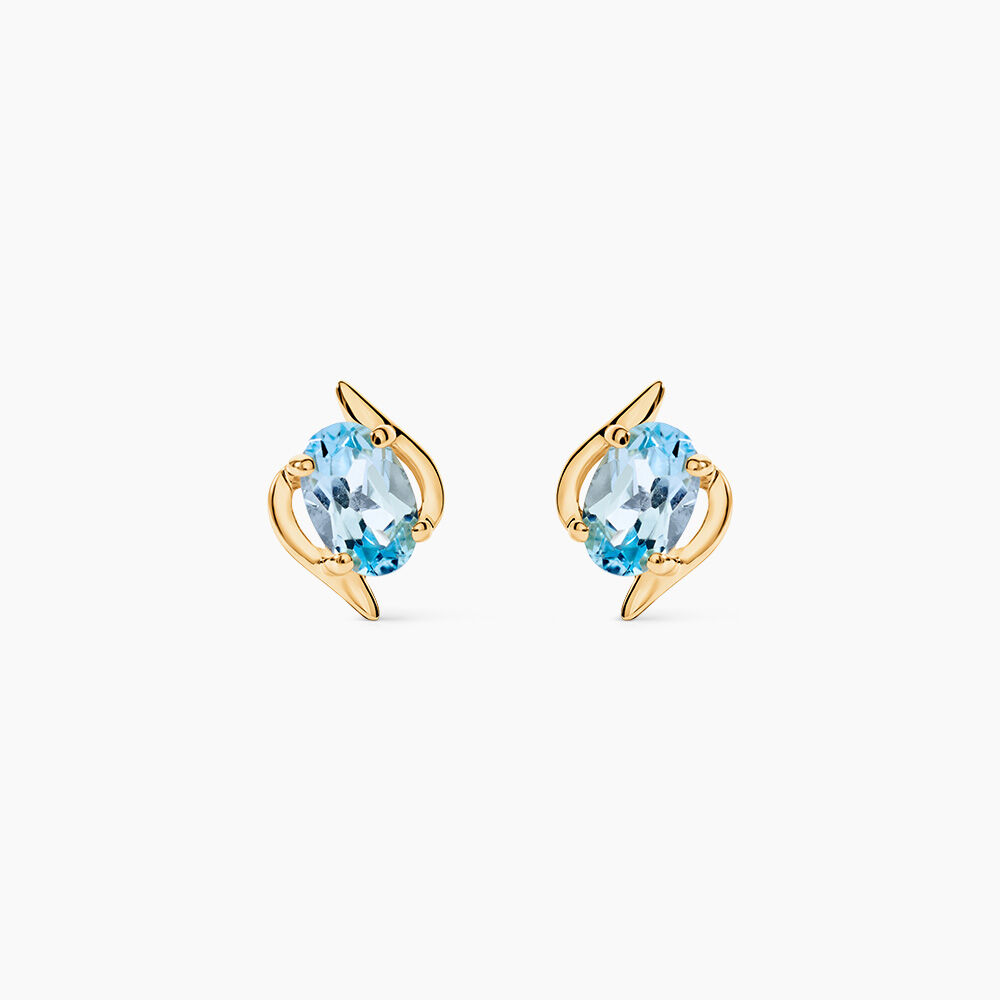 Boucles D'oreilles Puces Vrille Ovale Or Jaune Topaze - Puces Femme | Marc Orian