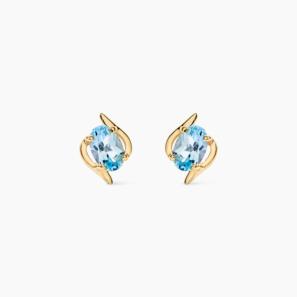 Boucles D'oreilles Puces Vrille Ovale Or Jaune Topaze - Puces Femme | Marc Orian