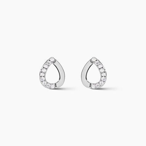Boucles D'oreilles Puces Argent Blanc Tancelin Oxydes De Zirconium - Puces Femme | Marc Orian