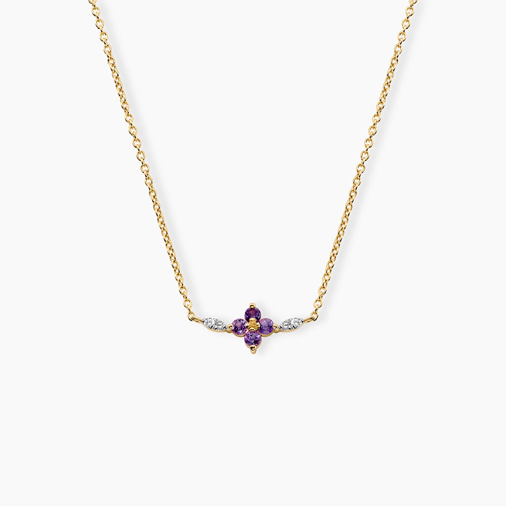 Collier Everett Argent Dor&eacute; A L'Or 750/1000 Am&eacute;thyste Oxyde De Zirconium - Colliers avec pierres Femme | Marc Orian