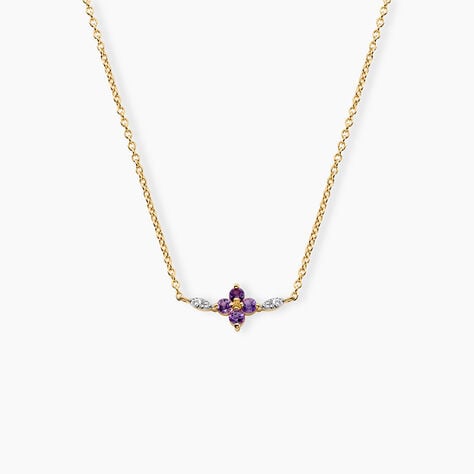 Collier Everett Argent Dor&eacute; A L'Or 750/1000 Am&eacute;thyste Oxyde De Zirconium - Colliers avec pierres Femme | Marc Orian