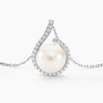 Collier Lucinda Or Blanc Perle De Culture Et Oxyde De Zirconium - Colliers avec pierres Femme | Marc Orian