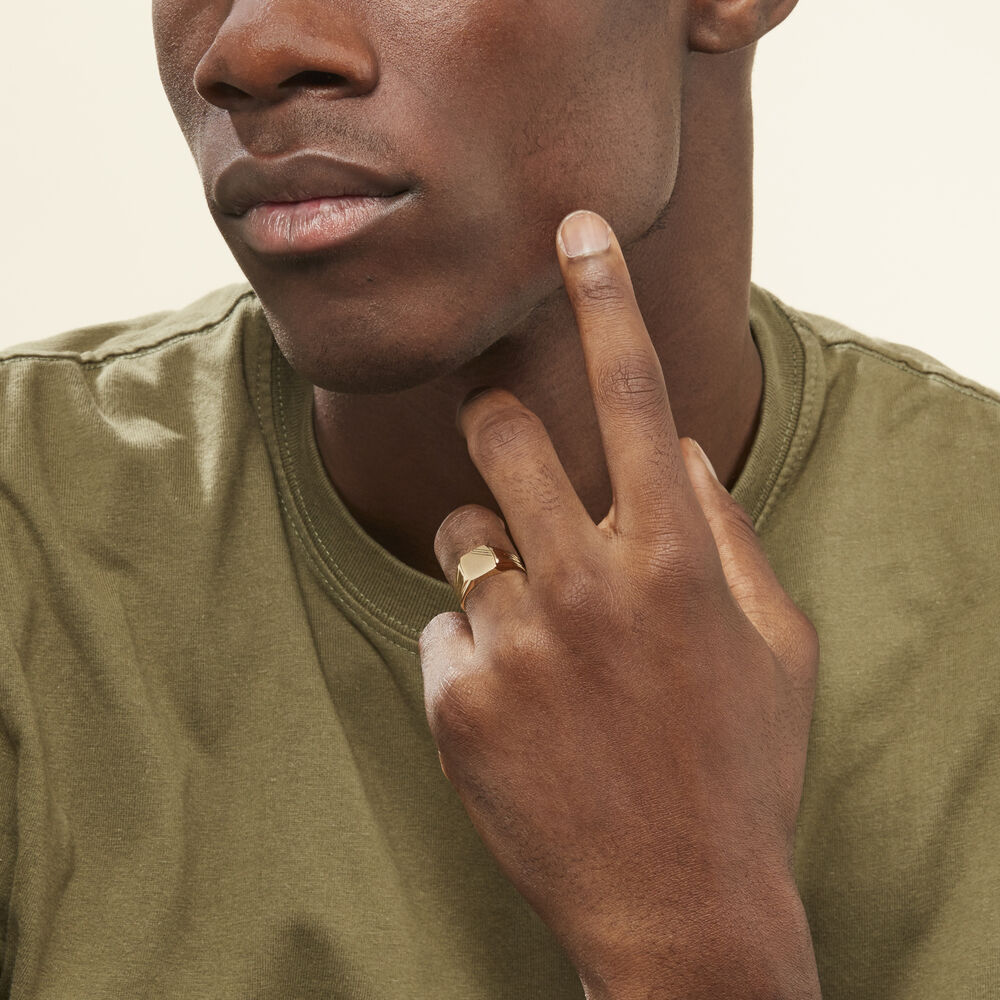 Chevalière Goliath Carree Diamantee Or Jaune - Bijoux personnalisés Homme | Marc Orian