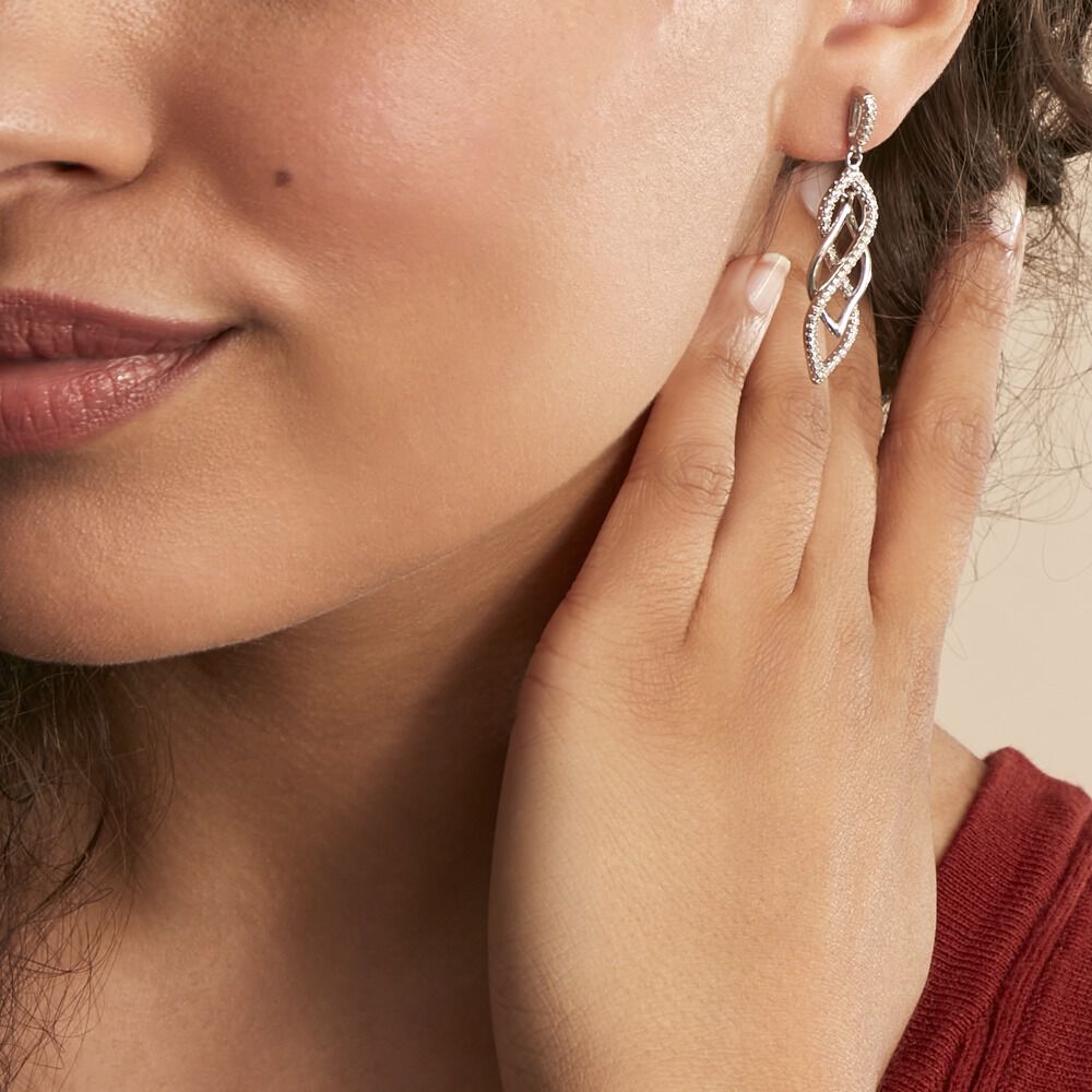 Boucles D'oreilles Pendantes Malika Argent Blanc Oxyde De Zirconium - Pendantes Femme | Marc Orian