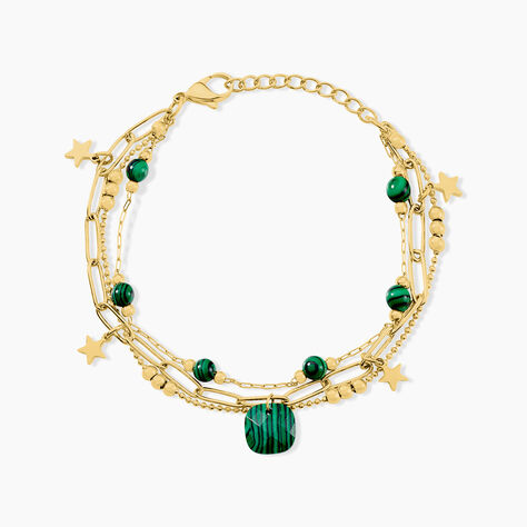 Bracelet Athena Acier Dor&eacute; Malachite - Bracelets cha&icirc;nes Femme | Marc Orian