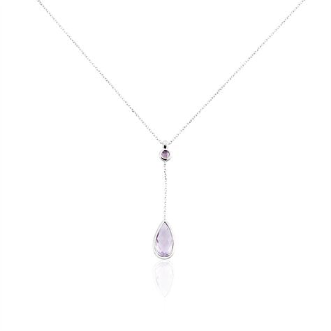 Collier Dennis Or Blanc Amethyste - Colliers avec pierres Femme | Marc Orian