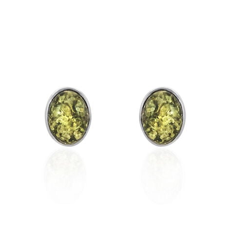 Boucles D'oreilles Puces Argent Blanc Anise Ambre - Puces Femme | Marc Orian