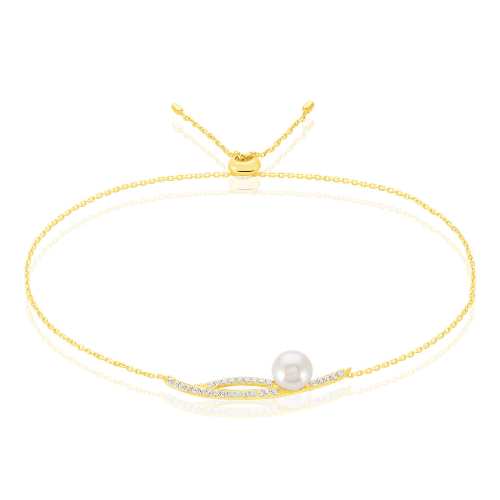 Bracelet Tesnimae Or Jaune Oxyde De Zirconium Et Perle De Culture - Bracelets chaînes Femme | Marc Orian