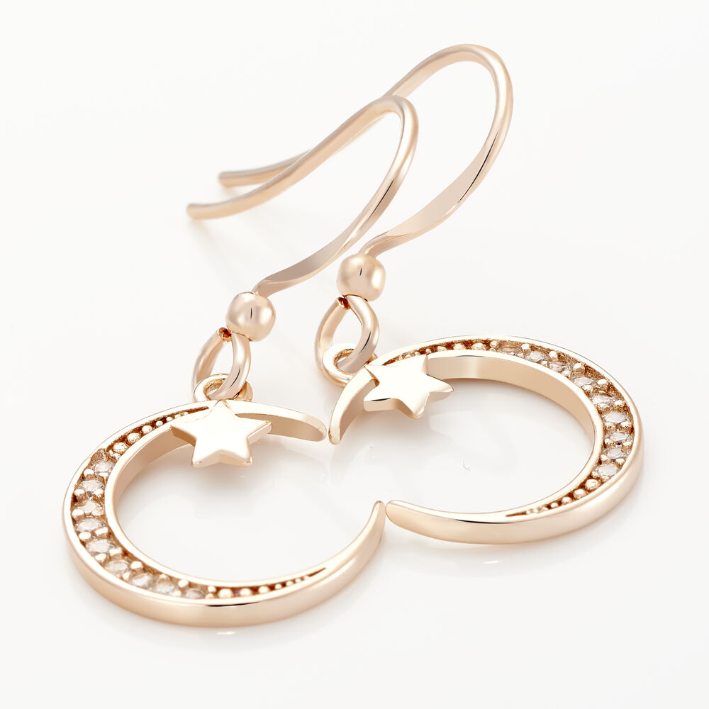 Boucles D'oreilles Pendantes Elizaveta Argent Rose Oxyde De Zirconium - Pendantes Femme | Marc Orian