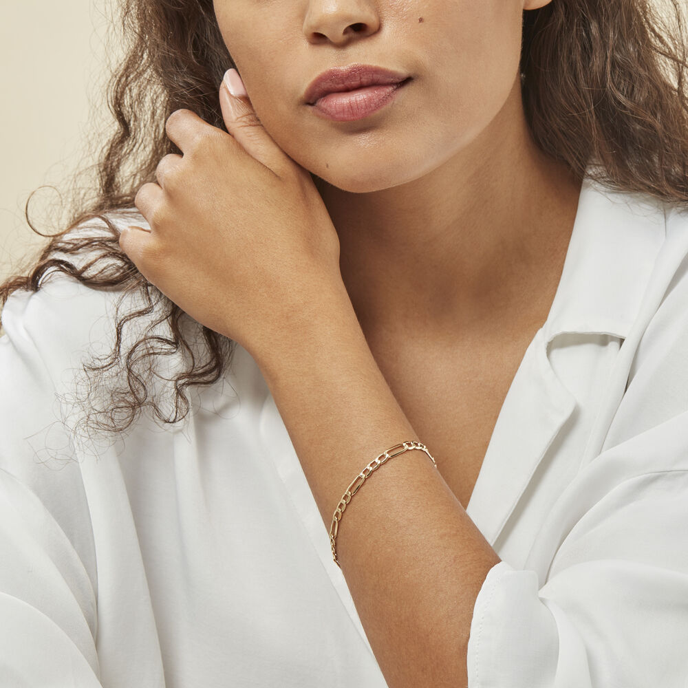 Bracelet Or Jaune Maille Alternée 1/3 - Bracelets mailles Femme | Marc Orian