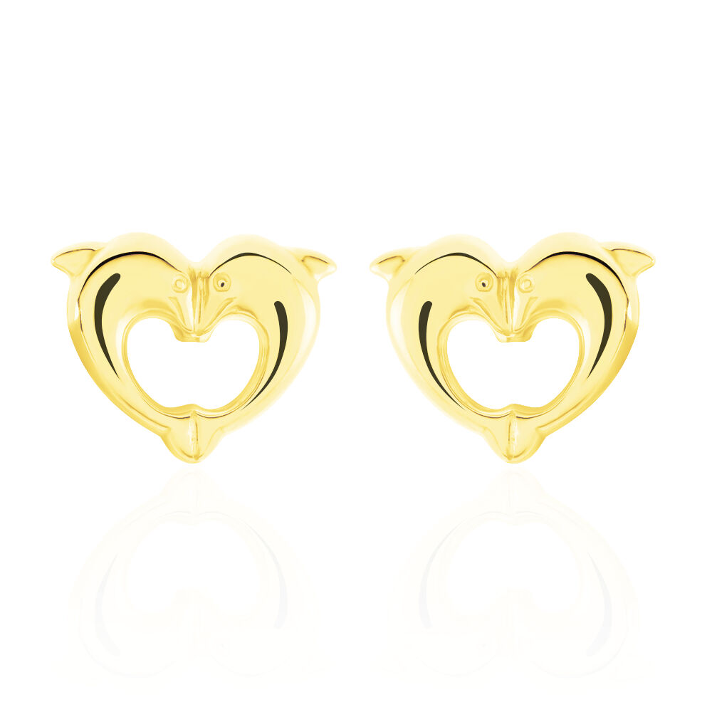 Boucles D'oreilles Puces Fulvie Double Dauphins Or Jaune - Puces Femme | Marc Orian