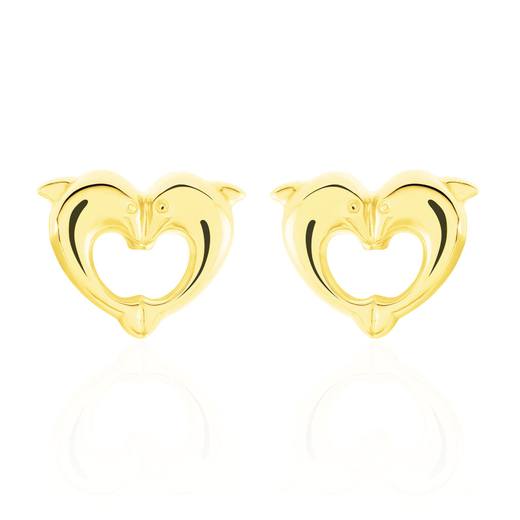 Boucles D'oreilles Puces Fulvie Double Dauphins Or Jaune - Puces Femme | Marc Orian