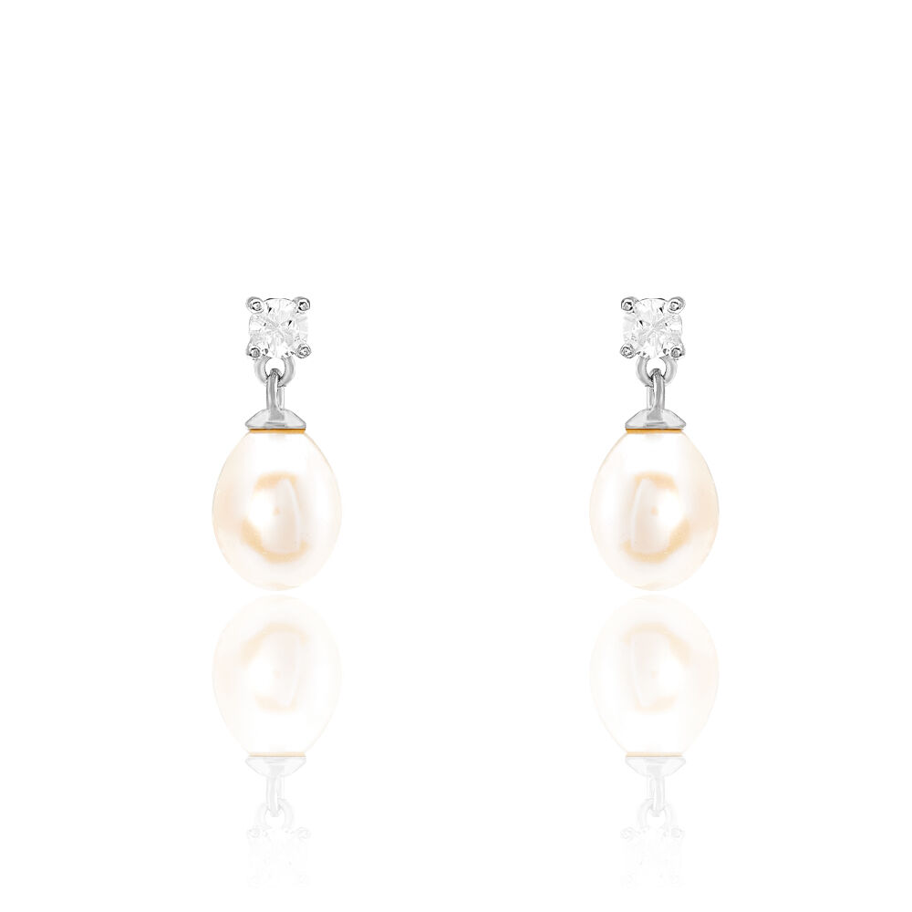 Boucles D'oreilles Pendantes Dolores Argent  Perle De Culture Et Oxyde - Pendantes Femme | Marc Orian
